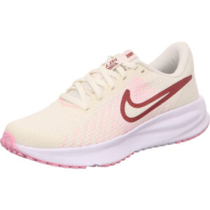 nike damen run defy sportschuhe pink white schnürer beige bunt mit bordeaux Nike Logo und weißer Sohle