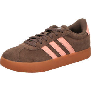 adidas kinder Sneaker sport schuhe vl court 3.0 k schnürer braun mit rosa streifen und Ferse und gumsohle