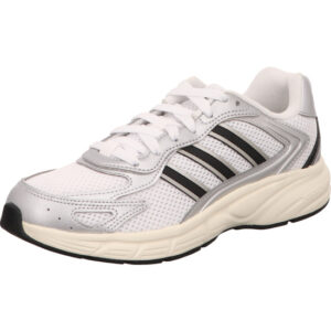 adidas damen schnürer weiss mit silber und schwarzen Streifen kombi und creme farbene Sohle eclyptix 2000