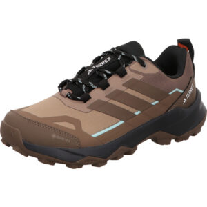 adidas TERREX SKYCHASER AX5 GTX W braun trekking schuhe mit hellblau und dunkelbraunen Adidas Streifen und dunkler Sohle