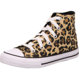 converse kinder sneaker hohre Sneaker ctas hi leo print mit weißen Schnüsenkel weißer Sohle seitlich Converse Stern schnürer