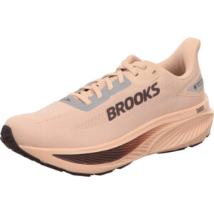 Damen Laufschuhe Brooks ghost 18 gtx rosé mit auvergie Brooks Logo und rose sohle