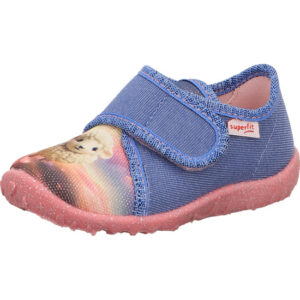 superfit kinder hausschuhe helbblau rosa spotty