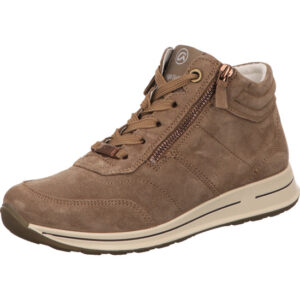 Ara Damen Stiefelette beige geschnürt mit Mini Reißverschluss an der Seite und heller Sohle