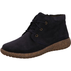 Josef Seibel Damen Stiefelette dunkelblau geschnürt mit hellbrauner Sohle