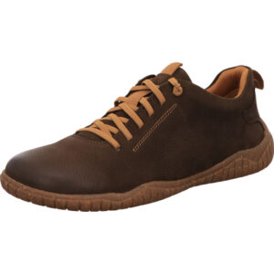 Josef Seibel Herren Halbschuh dunkelbraun mit gelber Schnürung und hellbrauner Sohle