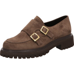 Paul Green Damen Halbschuh braun mit Schnalle und brauner Sohle