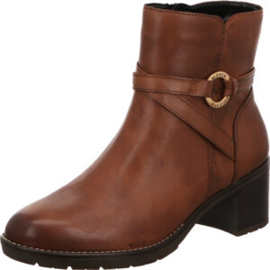 Remonte Damen Stiefelette braun mit dunkelbrauner Sohle und Absatz
