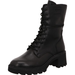 Tamaris Damen Stiefelette schwarz mit Schnürung und schwarzer Sohle