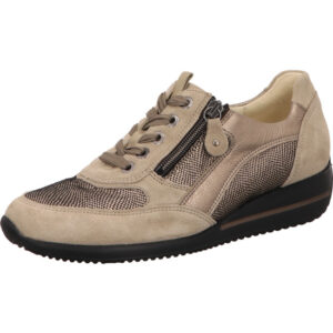 Waldläufer Damen Halbschuh Mehrweite bronze kombi Schnürer mit mini Reißverschluss und schwarzer Sohle