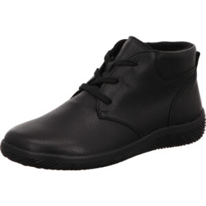 Waldläufer Damen Stiefelette Mehrweite schwarz Schnürer mit schwarzer Sohle