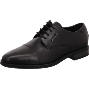 Bugatti Herren Business Schnürschuhe schwarz mit schwarzer Sohle