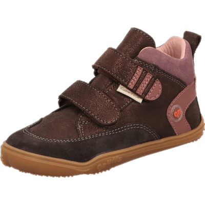 qnuffs Kinderdchuh barfussschuh mit gum sohle zwei klett braungläzend mit rose applikationen qnuffs-Kinderdchuh-barfussschuh-mit-gum-sohle-zwei-klett-braunglaezend-mit-rose-applikationen.