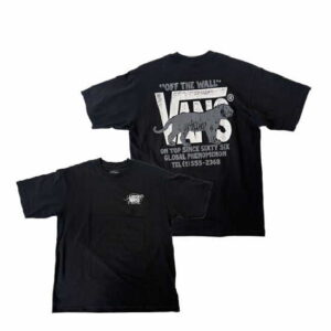 vans herren t-shirt black mit großem Vans Logo auf dem Rücken und einem Tier in grau