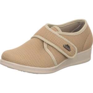 fly flot damen hauschuhe beige klettverschluss