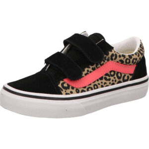 vans kids Old Skool V LEOPARD POP Pink Velvet/Black leo print pink vanszeichen vorn und hinten schwarz und weiße Sohle
