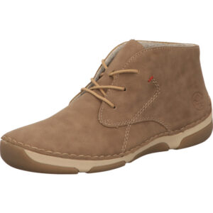 Rieker Damen Stiefelette braun grau mit Schnürung und heller Sohle