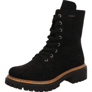 Rieker Damen Stiefelette schwarz mit schwarzer Sohle
