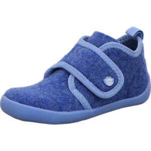 affenzahn kinder hausschuhe blau elefant wolle pury klettt