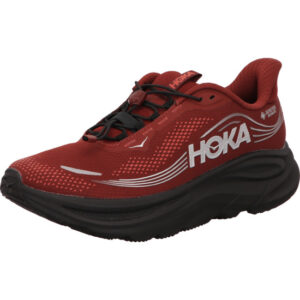 hoka herren laufschuhe clifton 11 gtx hell bordeaux setilich silber Applikationnen und Hoka Logo sohle schwarz schnellschnürung