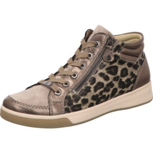 Ara Damen Stiefelette leoprint geschnürt mit beiger Sohle