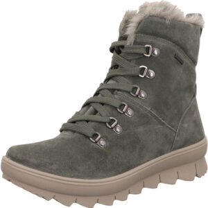 Legero Damen Stiefelette grau grün geschnürt mit heller Sohle