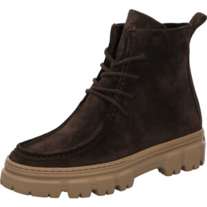 Paul Green Damen Stiefelette sportlich braun mit Schnürung und hellbrauner Sohle