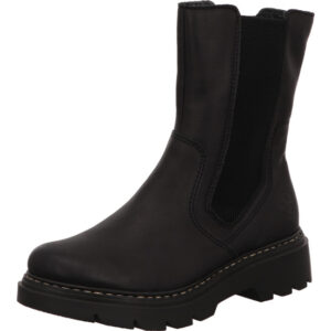 Rieker Damen Stiefelette sportlich schwarz mit schwarzer Sohle