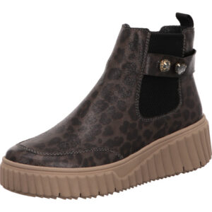 Rieker Damen Stiefelette sportlich grau mit beiger Sohle