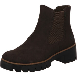 Rieker Damen Stiefelette sportlich dunkelbraun mit schwarzer Sohle