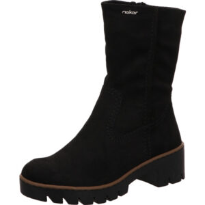 Rieker Damen Stiefelette schwarz mit braunem Absatz