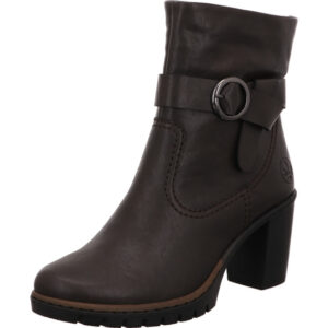 Rieker Damen Stiefelette elegant nougat mit schwarzem Absatz