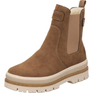 Rieker Damen Stiefelette sportlich braun kombi mit heller Sohle