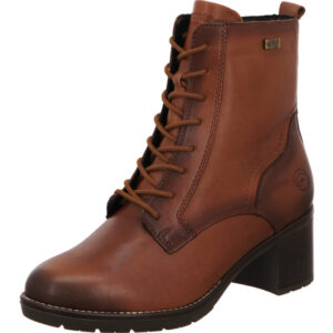 Remonte Damen Stiefelette elegant braun mit Schnürung und brauner Sohle