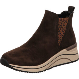 Remonte Damen Steifelette braun mit Leoprint und heller Sohle