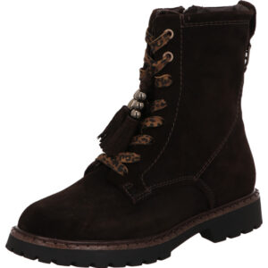 Tamaris Damen Stiefelette braun mit Schnürung und schwarzer Sohle