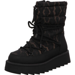 Tamaris Damen Stiefelette schwarz leopard geschnürt und gefüttert mit schwarzer Sohle