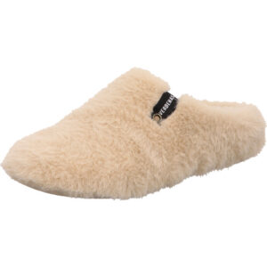 Verbenas Damen Hausschuh hinten offen beige Plüsch mit beiger Sohle