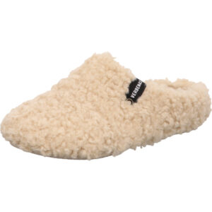 Verbenas Damen Hausschuh hinten offen beige Curly mit beiger Sohle