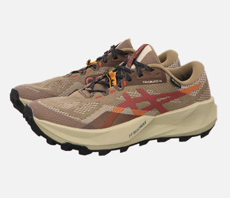 Asics-Gel-Trabucco-Trailrunning-Laufschuh-braun-beige-rost-fraben-und-orange-in-den-Asics-Streifen-helleR-Daempfungskeil-und-schwarze-Sohle-