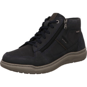 Josef Seibel Herren Stiefelette Schnürer indigo mit Reißverschluss an der Seite und grauer Sohle